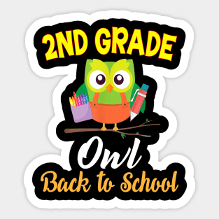 2nd Grade Owl TShirt Second Grader Back To School Kids Sticker